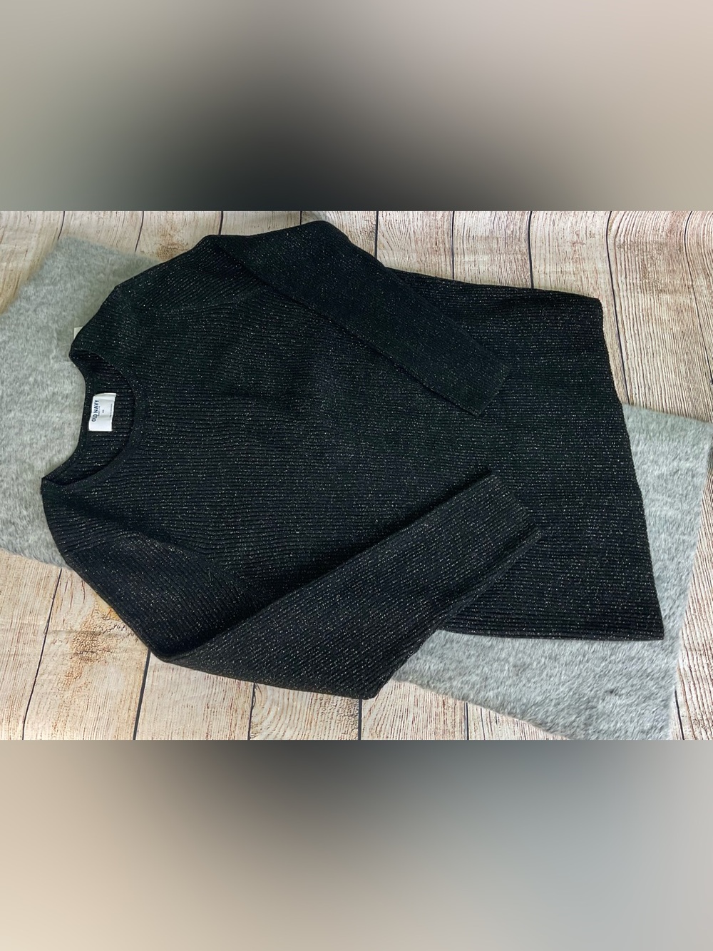 NWT Plus Size Old Navy Black Sparkle Ribbed Crewneck Sweater Size 4X